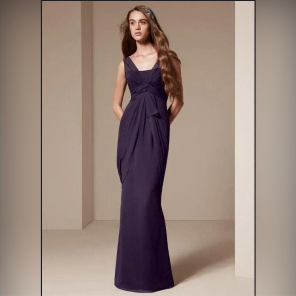 White by Vera Wang Amethyst Chiffon Maxi Gown